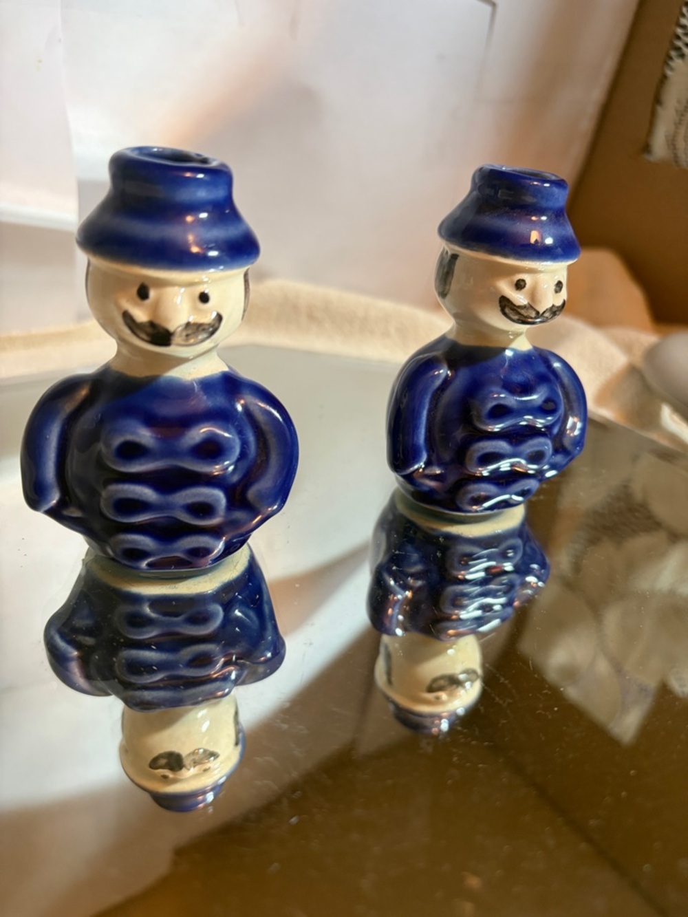 Set of 2 MCM Hungarian Art Pottery Miniatures Cobalt Blue “Unusual Little Guys”